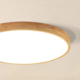 Nordic Solid Wood Round Ultra-thin LED Flush Mount Ceiling 1-Light Lasson Living