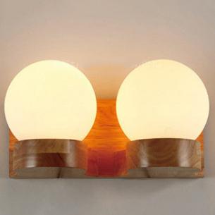 Nordic Wooden Glass Globe Wall Light Lasson Living