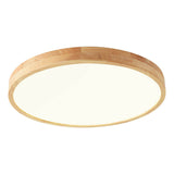 Nordic Solid Wood Round Ultra-thin LED Flush Mount Ceiling 1-Light Lasson Living