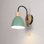 Nordic Wood Dome Wall Light with Pull Switch | 1-Light Lasson Living