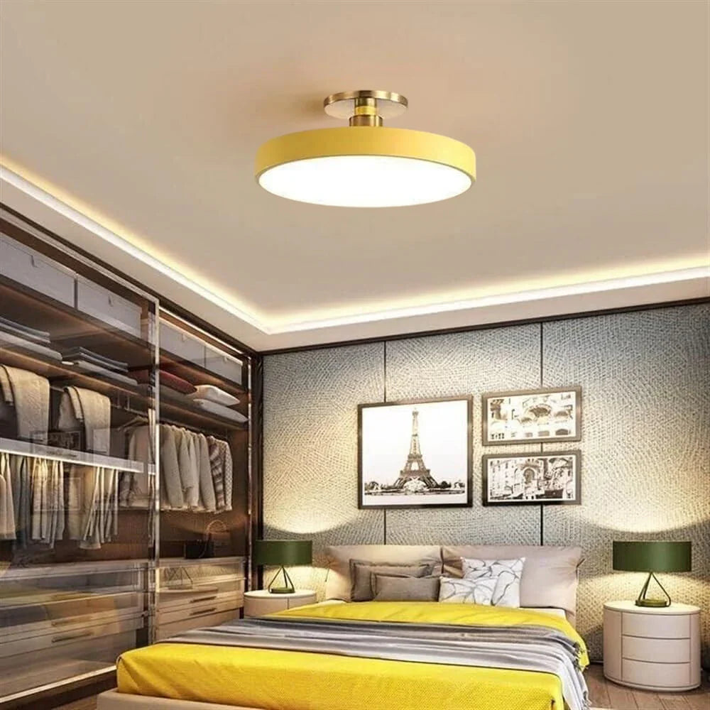 Modern Brass Round LED Ceiling Light 1-Light Lasson Living