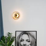 Minimalist Brass & Glass Round Wall Sconce LED 1-Light Lasson Living