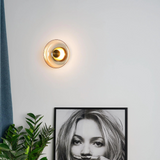 Minimalist Brass & Glass Round Wall Sconce LED 1-Light Lasson Living
