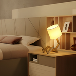 Modern Adjustable Wooden Table Lamp With Fabric Shade 1-Light Lasson Living