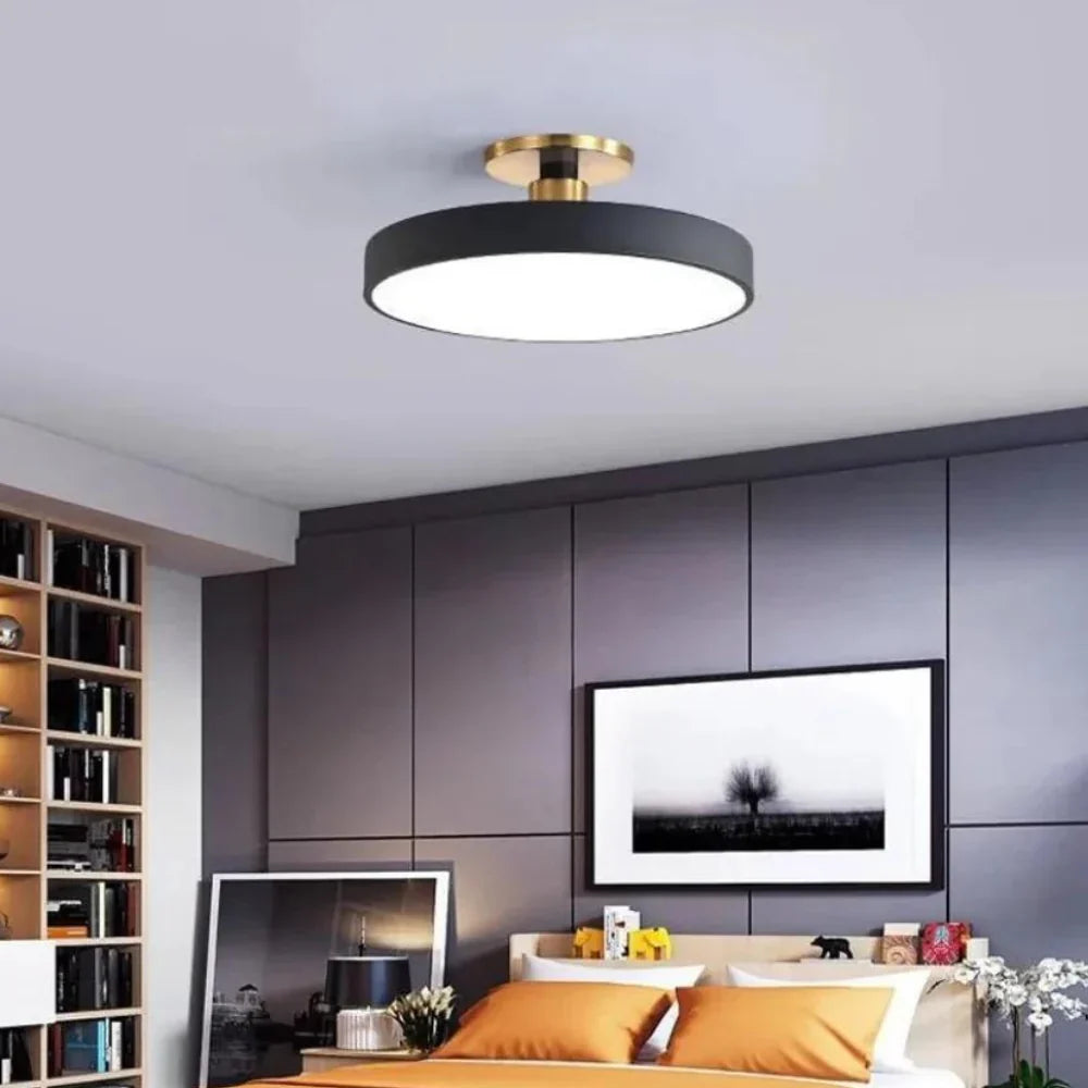 Modern Brass Round LED Ceiling Light 1-Light Lasson Living