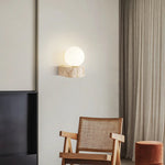 Modern Travertine Globe Wall Sconce LED 1-Light Lasson Living