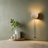 Modern Minimalist Travertine Round Wall Sconce LED 1-Light Lasson Living