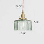Japanese Brass Glass 1-Light Round Pendant Light Lasson Living