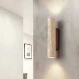Modern Minimalist Travertine Marble Cylinder Wall Sconce LED 2-Light Lasson Living