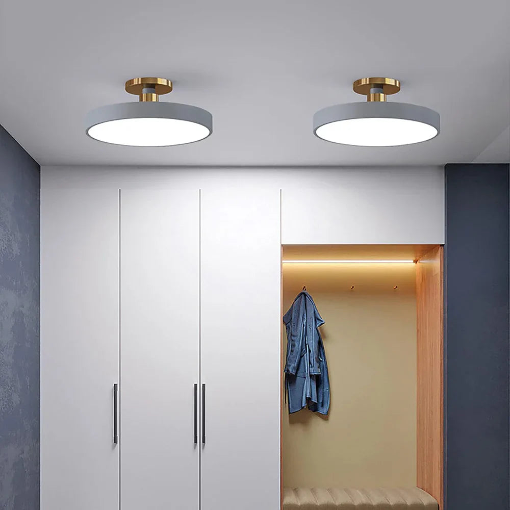 Modern Brass Round LED Ceiling Light 1-Light Lasson Living