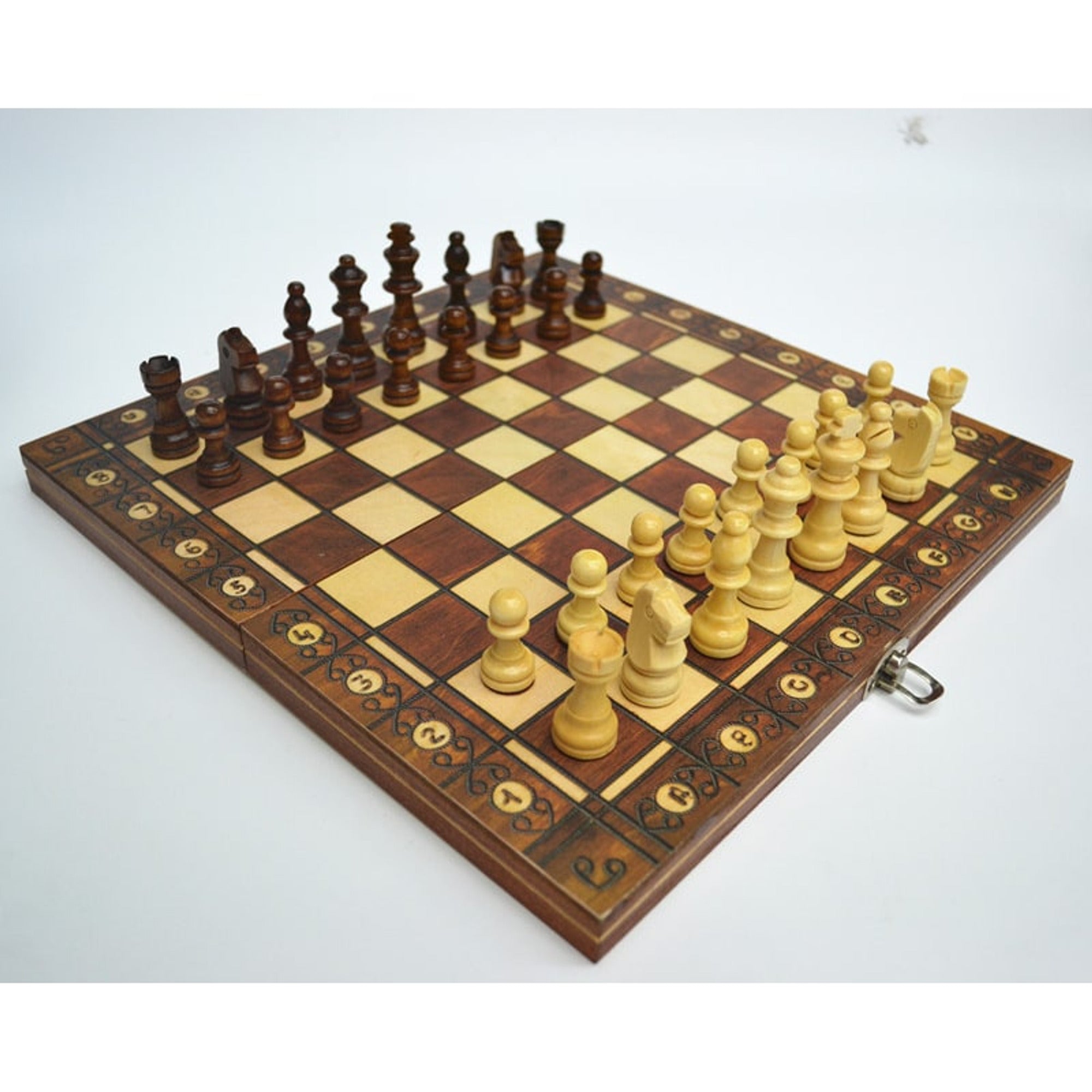 3 In 1 Chess Set With Folding Wooden Magnetic Board - Image 4