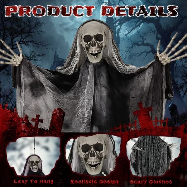 3 Pack Hanging Halloween Decorations Ghosts And Grim Reapers For Outdoor Display - Image 5