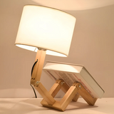 Modern Adjustable Wooden Table Lamp With Fabric Shade 1-Light Lasson Living