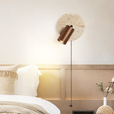 Modern Travertine Wood Rotatable Wall Sconce LED 1-Light Lasson Living