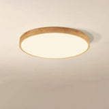 Nordic Solid Wood Round Ultra-thin LED Flush Mount Ceiling 1-Light Lasson Living