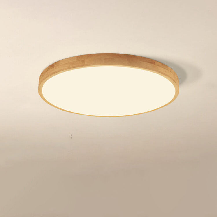 Nordic Solid Wood Round Ultra-thin LED Flush Mount Ceiling 1-Light Lasson Living