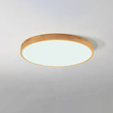 Nordic Solid Wood Round Ultra-thin LED Flush Mount Ceiling 1-Light Lasson Living