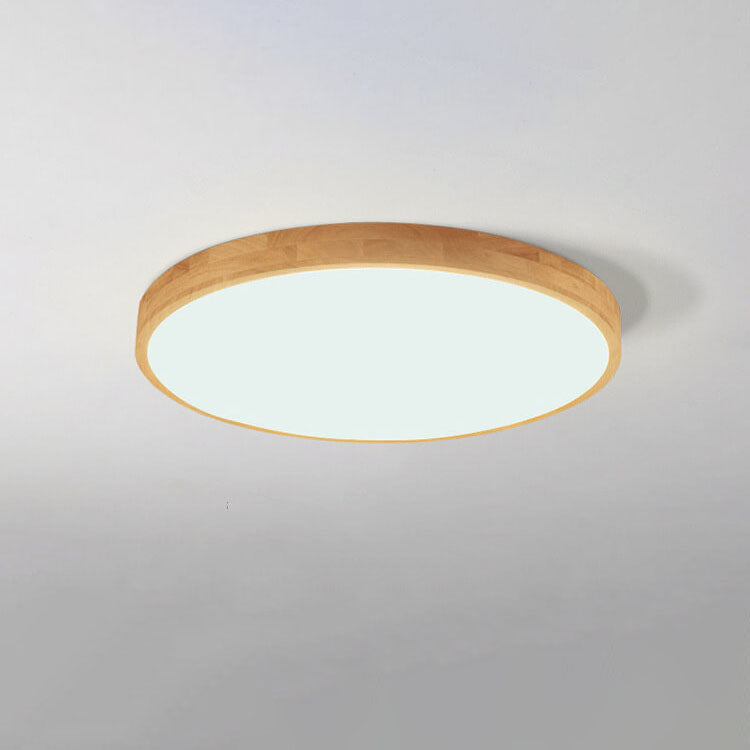 Nordic Solid Wood Round Ultra-thin LED Flush Mount Ceiling 1-Light Lasson Living