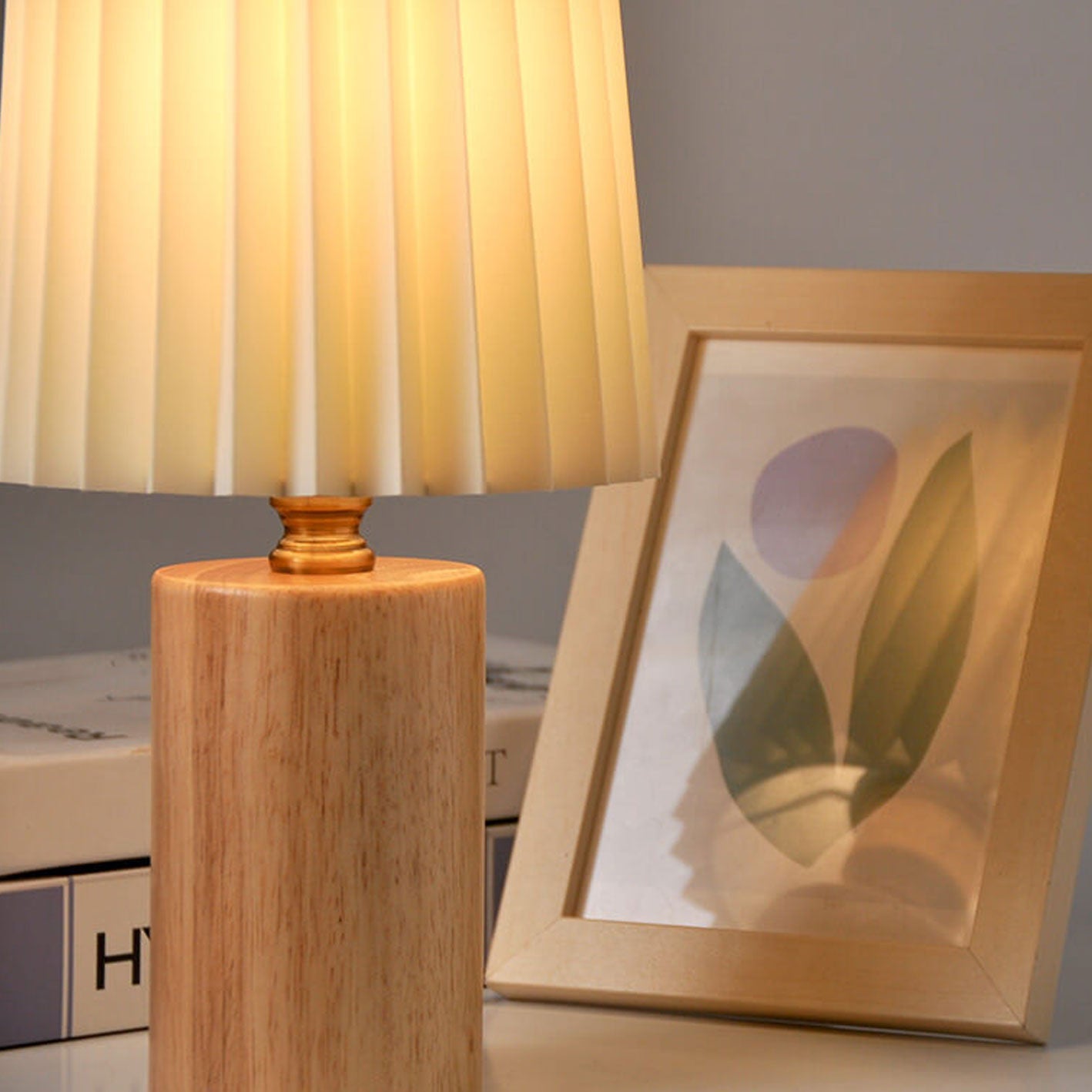 Vintage Korean Pleated Fabric Cylinder LED Table Lamp | 1-Light Lasson Living
