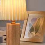 Vintage Korean Pleated Fabric Cylinder LED Table Lamp | 1-Light Lasson Living