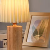 Vintage Korean Pleated Fabric Cylinder LED Table Lamp | 1-Light Lasson Living