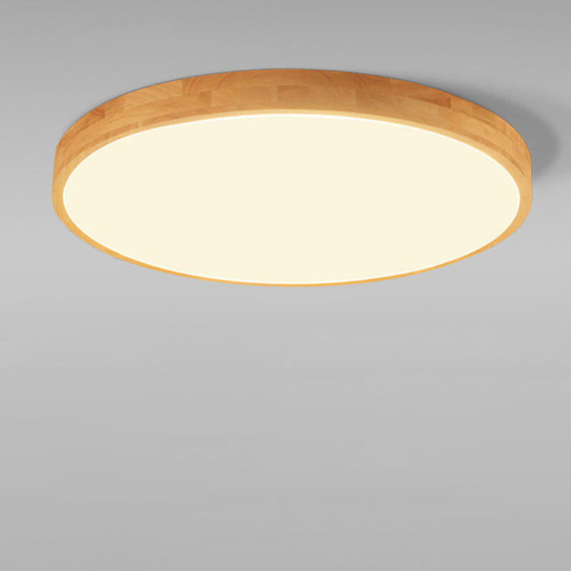 Nordic Solid Wood Round Ultra-thin LED Flush Mount Ceiling 1-Light Lasson Living
