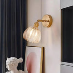 Vintage Brass Tulip Glass Wall Sconce 1-Light Lasson Living
