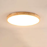 Nordic Solid Wood Round Ultra-thin LED Flush Mount Ceiling 1-Light Lasson Living