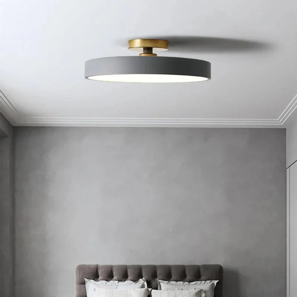 Modern Brass Round LED Ceiling Light 1-Light Lasson Living
