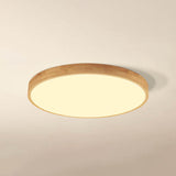 Nordic Solid Wood Round Ultra-thin LED Flush Mount Ceiling 1-Light Lasson Living