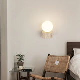 Modern Travertine Globe Wall Sconce LED 1-Light Lasson Living
