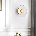 Minimalist Brass & Glass Round Wall Sconce LED 1-Light Lasson Living