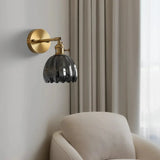 Vintage Brass Tulip Glass Wall Sconce 1-Light Lasson Living