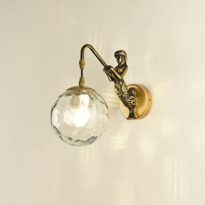 Vintage Glass Globe 1-Light Mermaid Wall Sconce Lasson Living