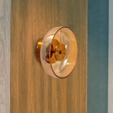 Minimalist Brass & Glass Round Wall Sconce LED 1-Light Lasson Living