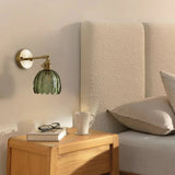 Vintage Brass Tulip Glass Wall Sconce 1-Light Lasson Living