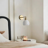 Vintage Brass Tulip Glass Wall Sconce 1-Light Lasson Living
