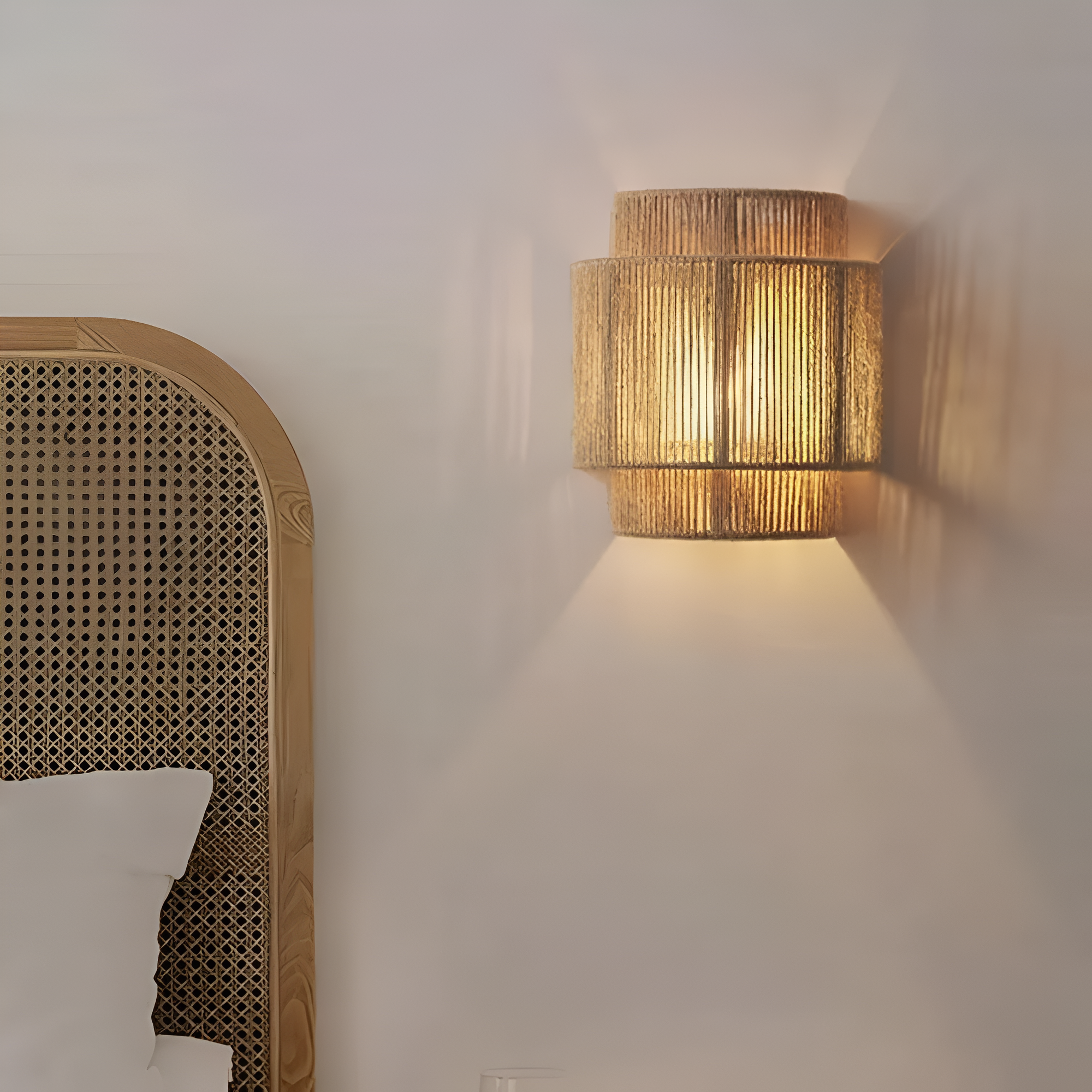 Vintage Bohemian Hand-Woven Rope Wall Sconce LED 1-Light Lasson Living