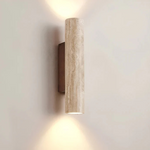 Modern Minimalist Travertine Marble Cylinder Wall Sconce LED 2-Light Lasson Living