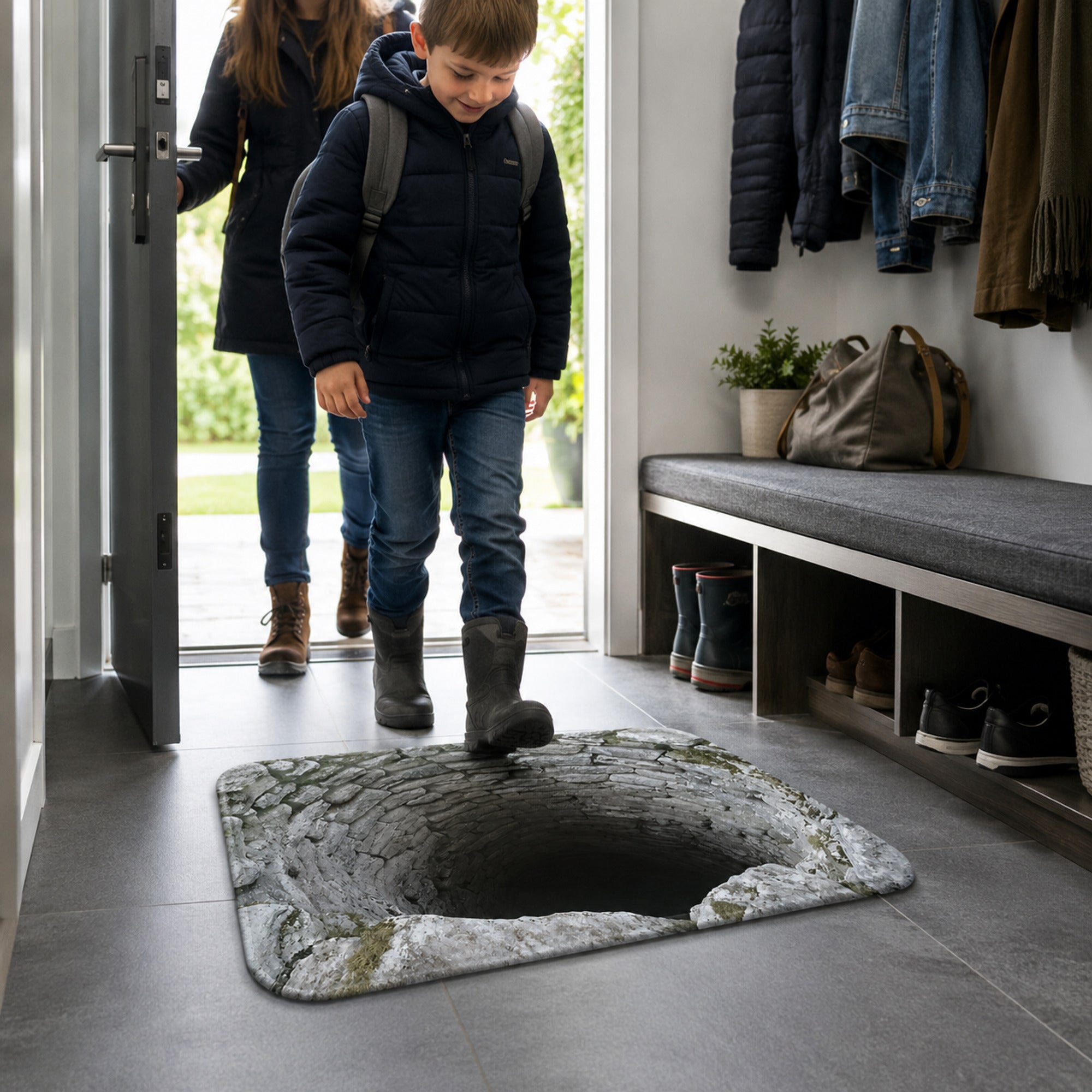3D Optical Illusion Stone Well Doormat With Non-Slip Latex Backing - Image 5