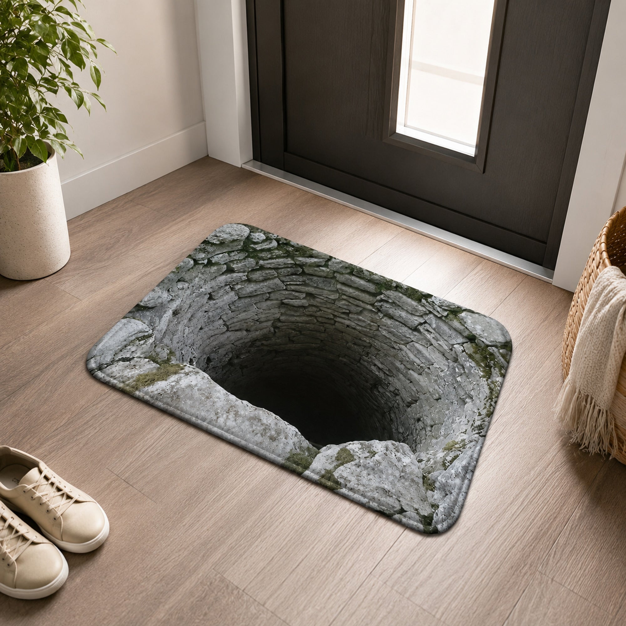 3D Optical Illusion Stone Well Doormat With Non-Slip Latex Backing - Image 4