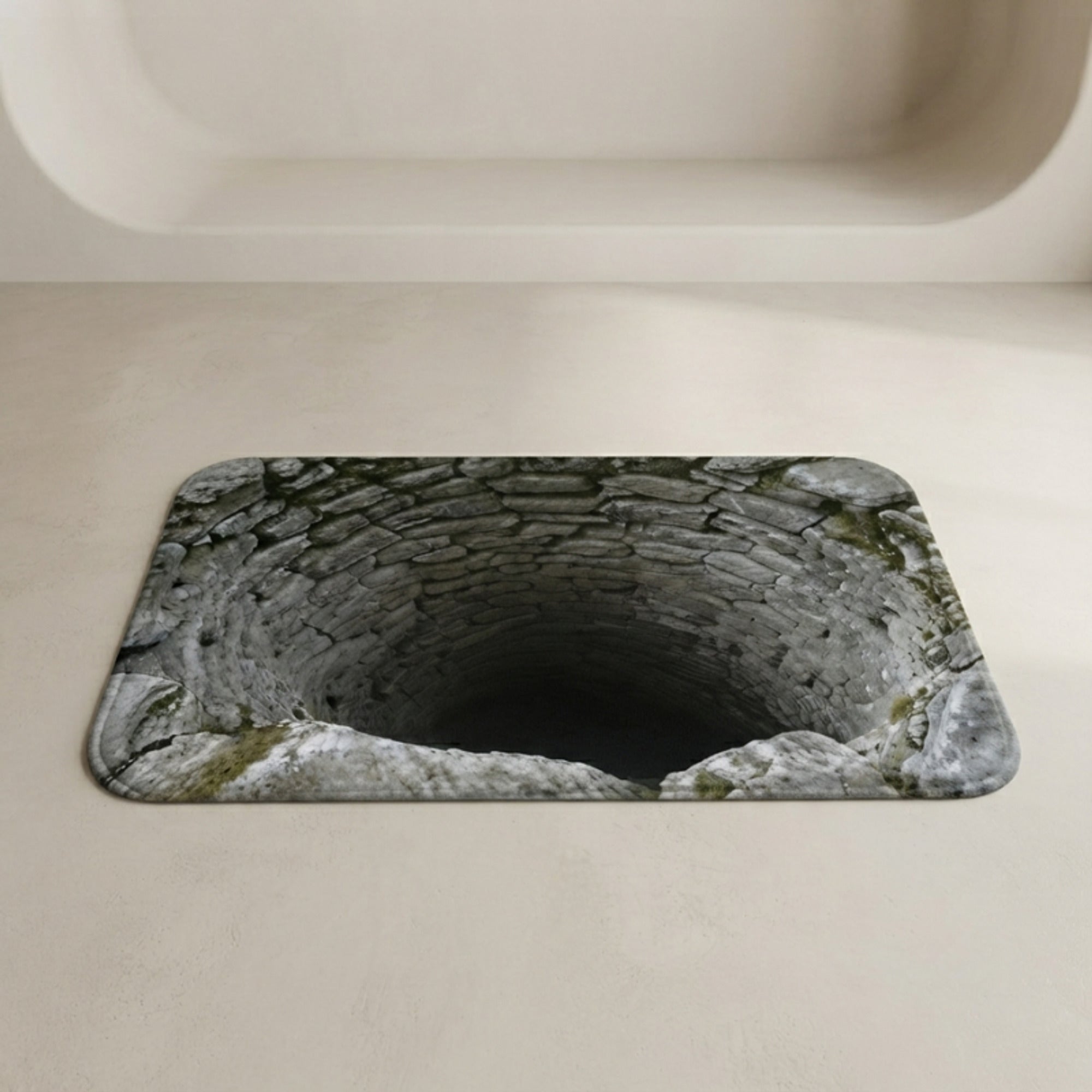3D Optical Illusion Stone Well Doormat With Non-Slip Latex Backing - Image 1