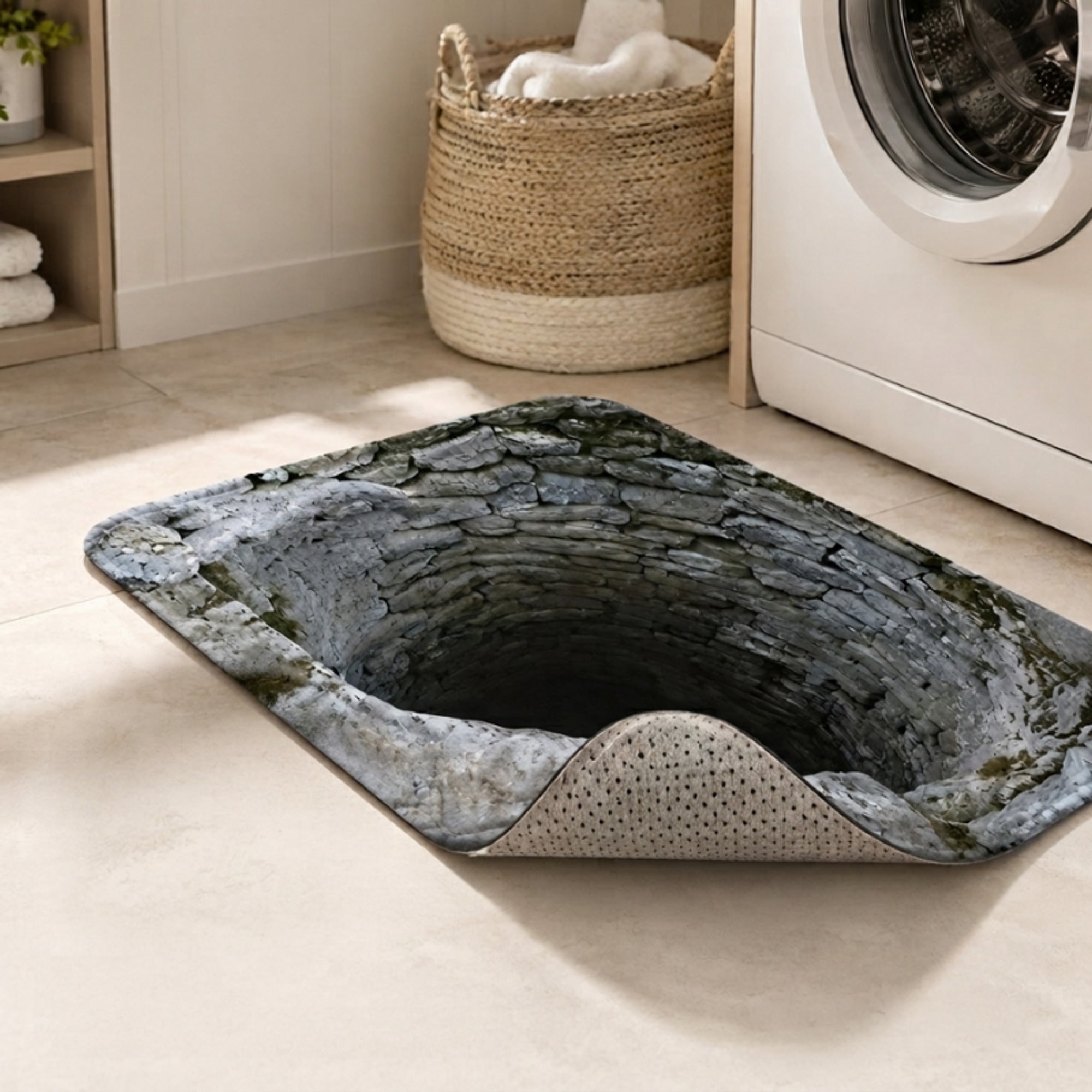 3D Optical Illusion Stone Well Doormat With Non-Slip Latex Backing - Image 7