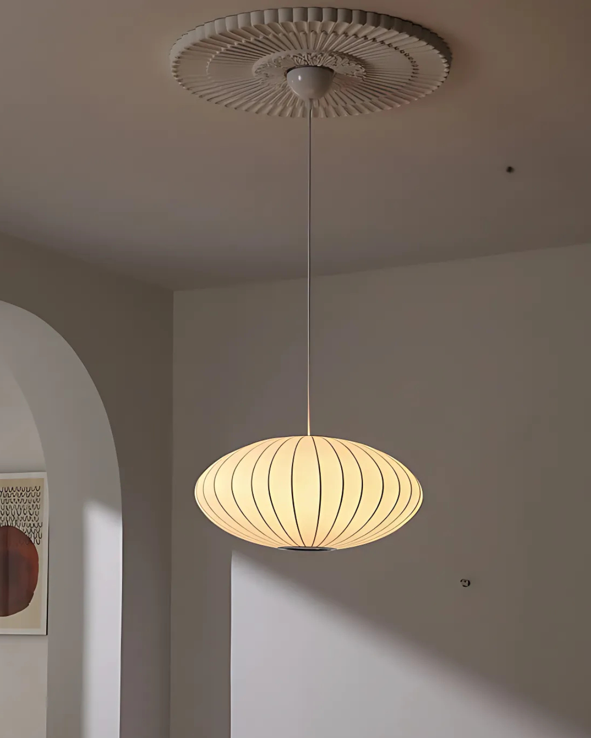 Japanese Fabric Round Pendant 1-Light Lasson Living