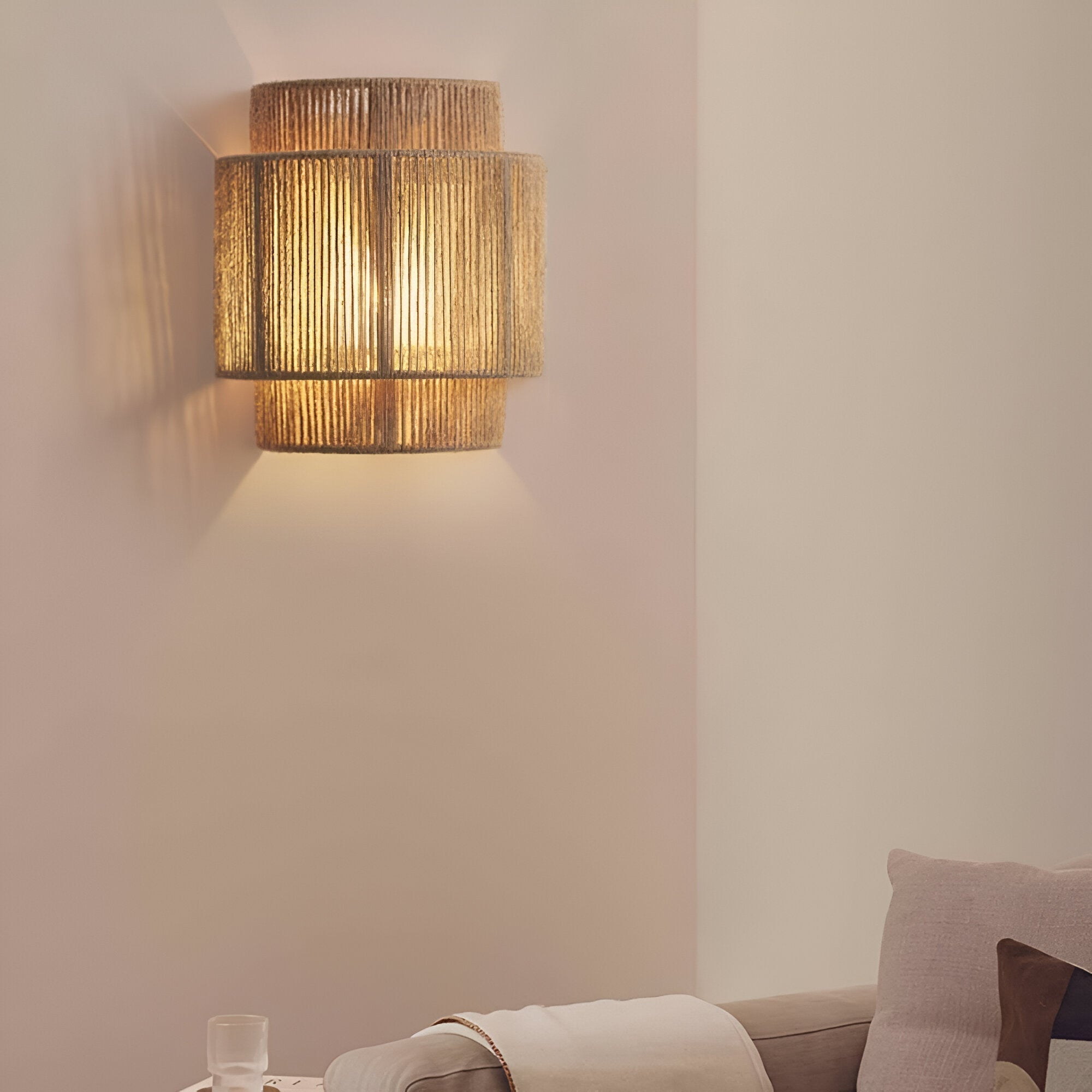 Vintage Bohemian Hand-Woven Rope Wall Sconce LED 1-Light Lasson Living