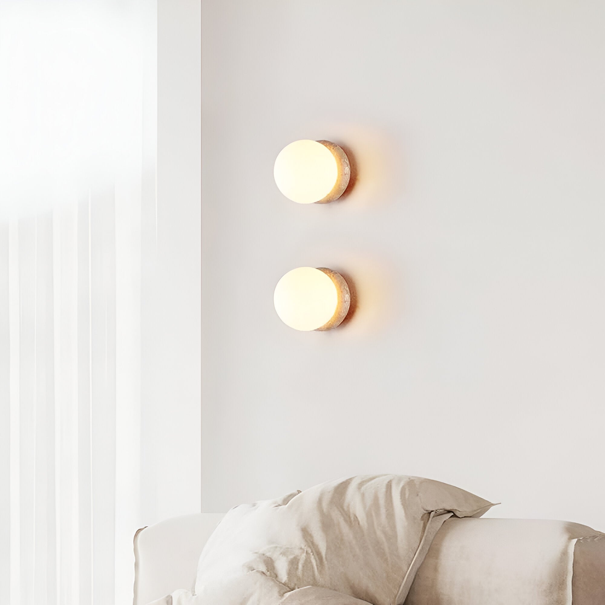 Modern Travertine Stone Round Outdoor Wall Light LED 1-Light Lasson Living