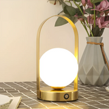 Modern Metal and Glass Globe LED Rechargeable Table Lamp 1-Light Lasson Living