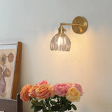 Vintage Brass Tulip Glass Wall Sconce 1-Light Lasson Living