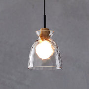 Nordic Rippled Glass and Wood LED Pendant Light | 1-Light Lasson Living