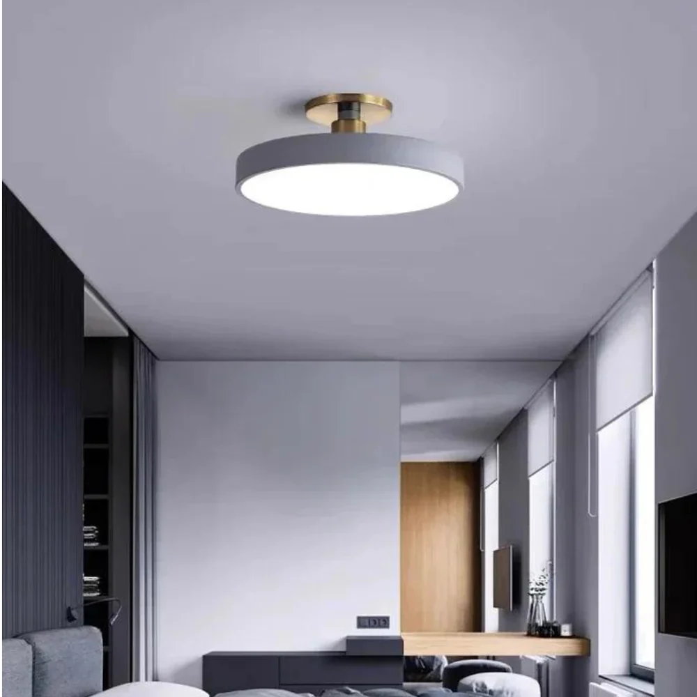 Modern Brass Round LED Ceiling Light 1-Light Lasson Living